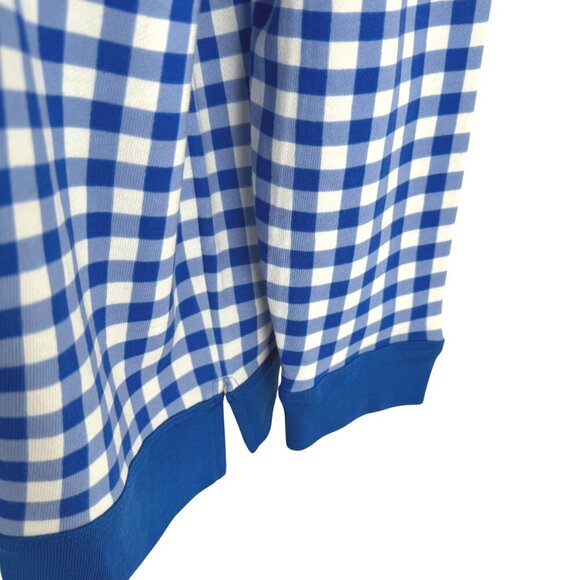 Talbots Gingham Sweatshirt 1X Blue White Long Sleeve Cotton Blend NWT TP-3034 - Picture 4 of 9